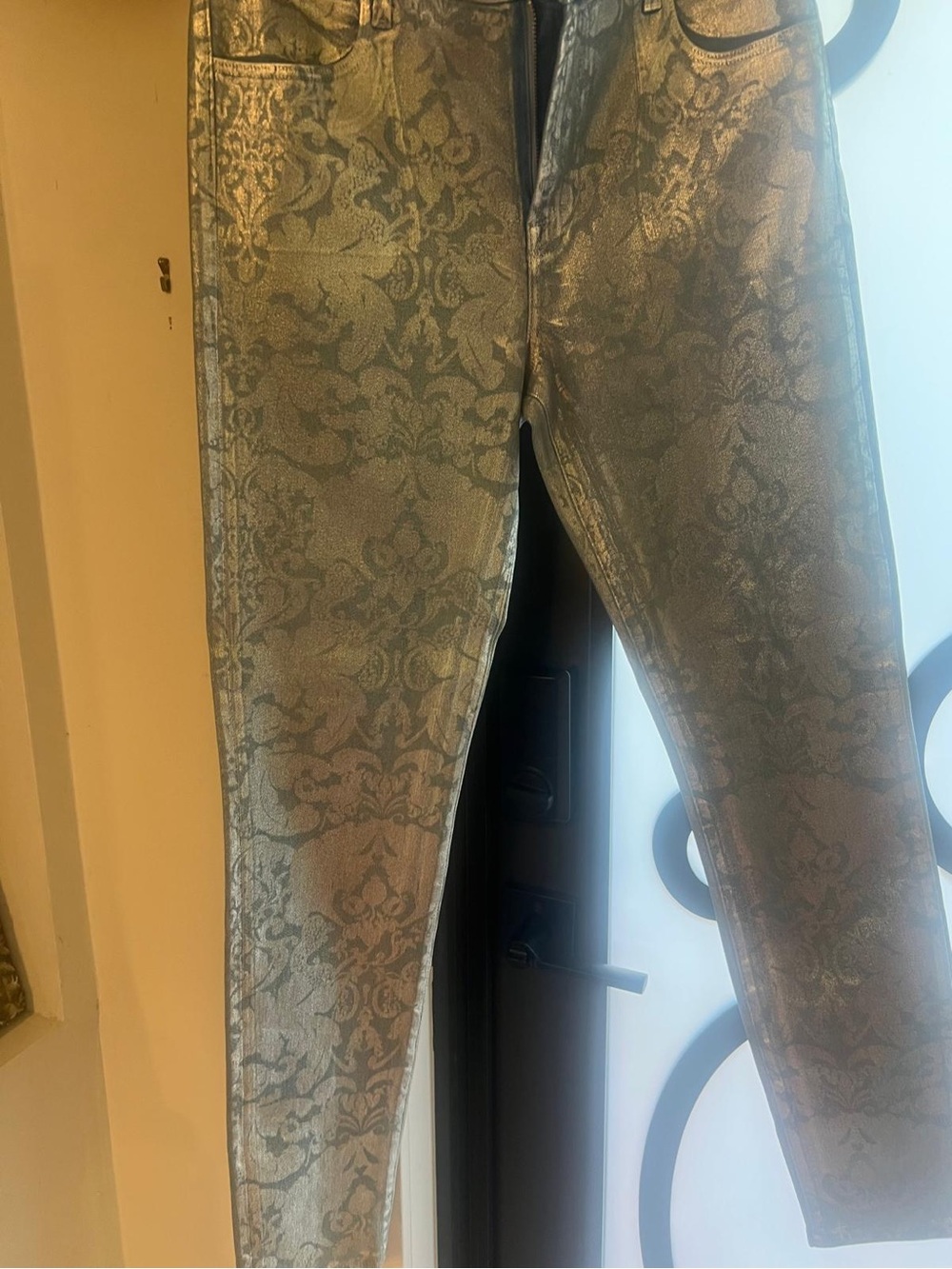J Brand Baroque Metallic Jacquard Women's Jeans - Silver Patterned